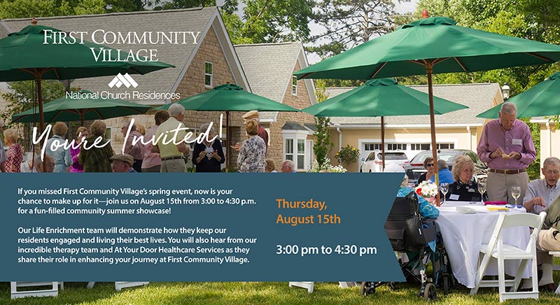 First Community Village Summer Showcase flyer